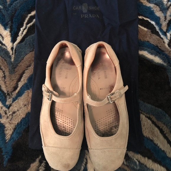 PRADA and CAR SHOE Tan Suede Driving Mocs - Picture 3 of 3